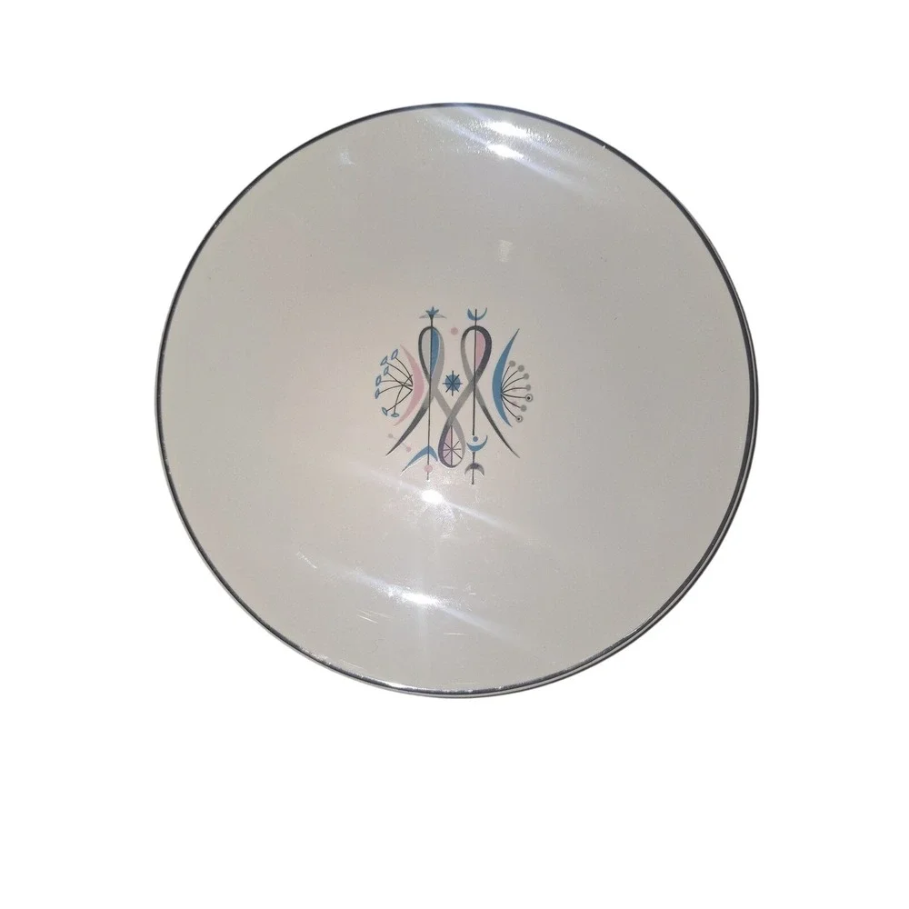 Paden Preview Bone Ash Glaze‎ Mid Century Modern 7 Inch Plate Atomic Calligraphy